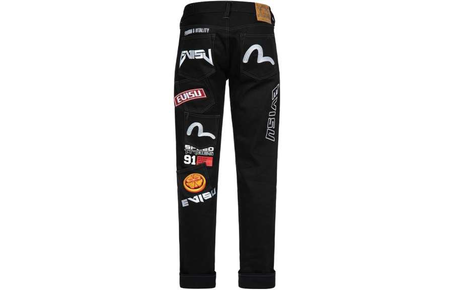 EVISU EVISU Jeans Men's Black Moderate Straight Fit Pants