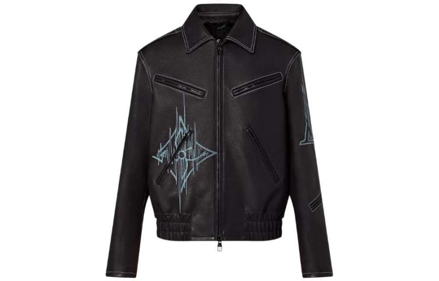LOUIS VUITTON LOUIS VUITTON FW22 Leather Jacket Coat Men's Black
