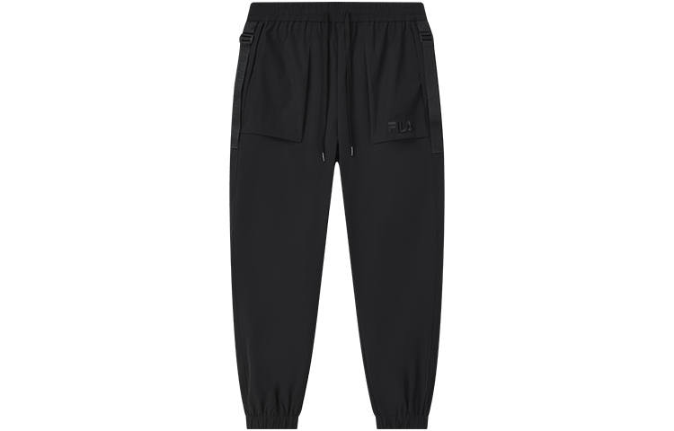 FILA Knitted Sweatpants Men's Jet Black Moderate Cuffed Pants