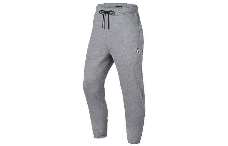 Jordan Jordan Logo Embroidery Fleece Lined Elastic Cuff Knitted Sweatpants Men's Gray