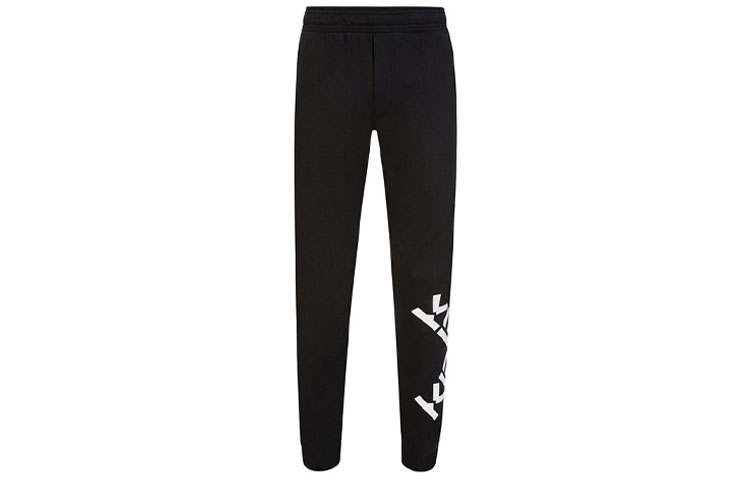 KENZO Knitted Sweatpants Men's Black Moderate Cuffed Pants