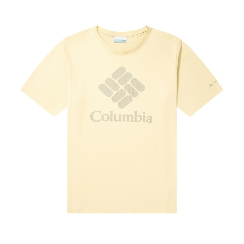 Columbia T Shirts Unisex Yellow Crew Neck Moderate Straight Fit