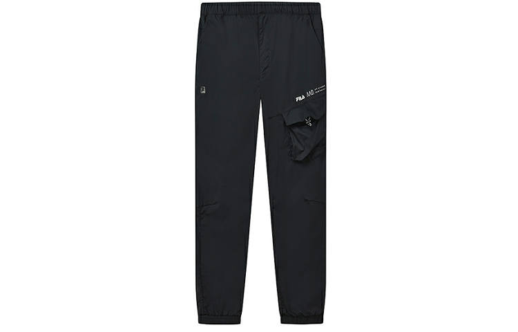 FILA Knitted Sweatpants Men's Black Moderate Cuffed Pants