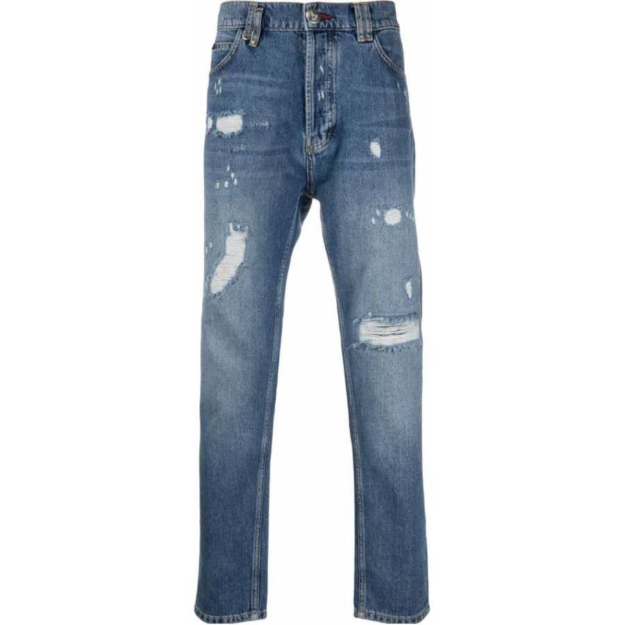 PHILIPP PLEIN Jeans Men's Blue Moderate Straight Fit Pants