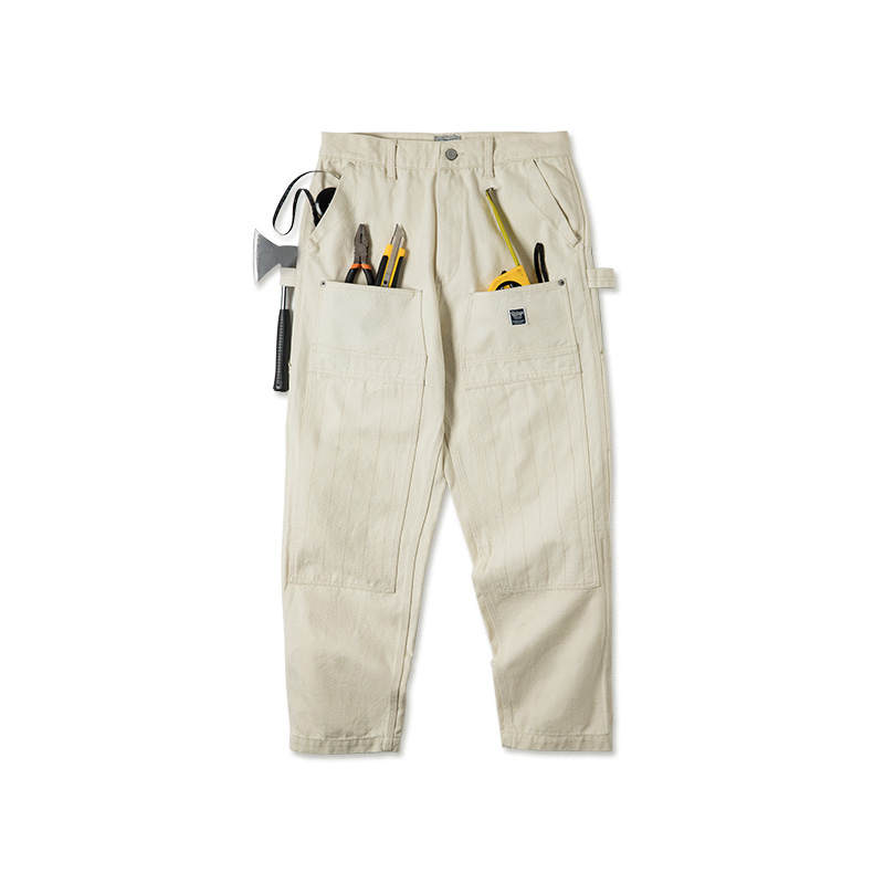 MADEN Jeans Men's Ecru Moderate Straight Fit Pants