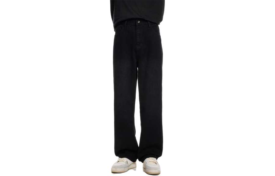 Voguo Relay Jeans Men's Black Moderate Straight Fit Pants