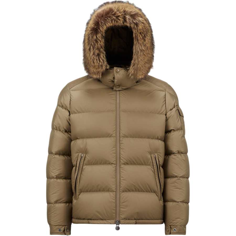 Moncler Mayaf Down Jacket Fur Collar Style Unisex Dark Brown