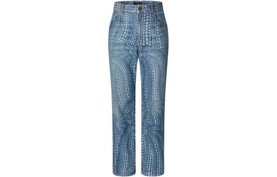 LOUIS VUITTON X Yayoi Kusama Jeans Men's Moderate Straight Fit Pants