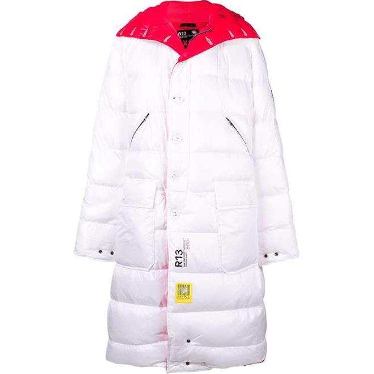 R13 R13 Down Jackets Unisex White Hooded Moderate Reversible