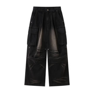 LOVE ME LATER American Vintage Multi Pocket Jeans Unisex Black
