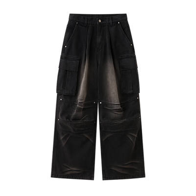 LOVE ME LATER American Vintage Multi Pocket Jeans Unisex Black