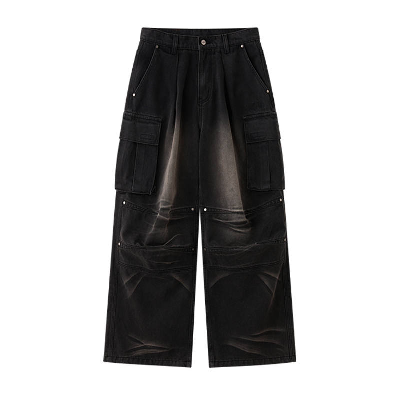 LOVE ME LATER American Vintage Multi Pocket Jeans Unisex Black