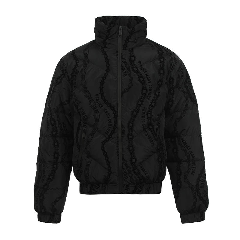 VERSACE JEANS COUTURE Flocked print Quilted Puffer Jacket