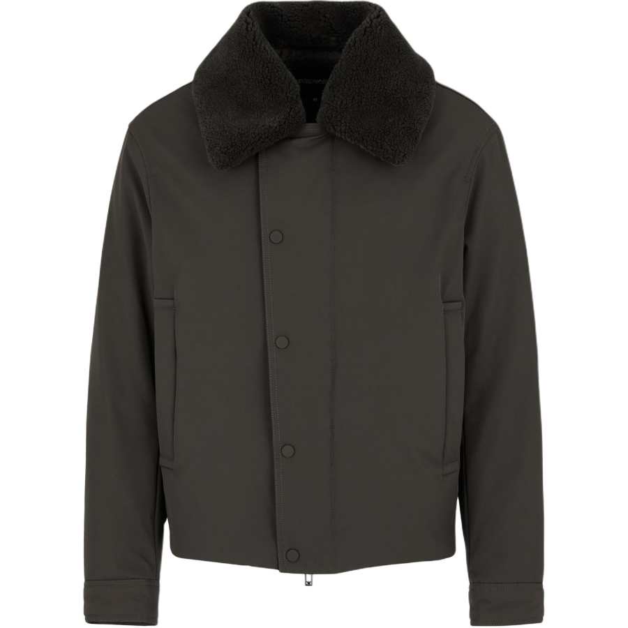 EMPORIO ARMANI Nylon Twill Jacket With Shearling effect Collar
