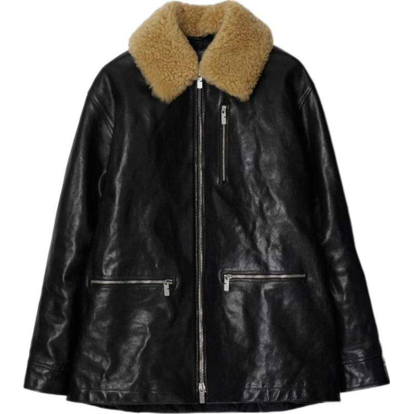Burberry Burberry Shearling-collar Leather Coat