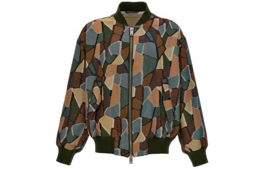 EMPORIO ARMANI Mosaic Patterned Zipped Bomber Jacket