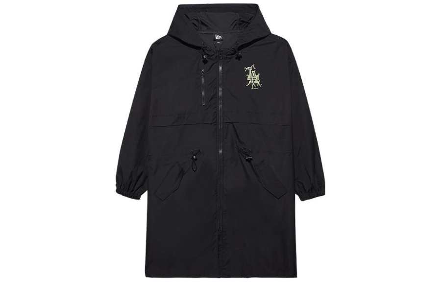 New Era Trench Coats Unisex Black Hooded Thickened Other