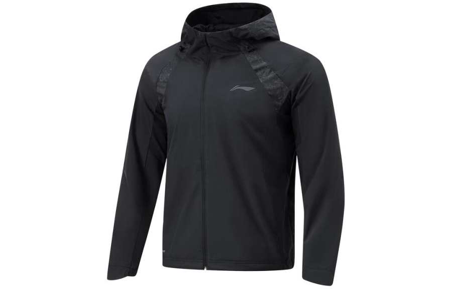 Li-Ning Li Ning Running Collection Trench Coats Men's Black Hooded Moderate