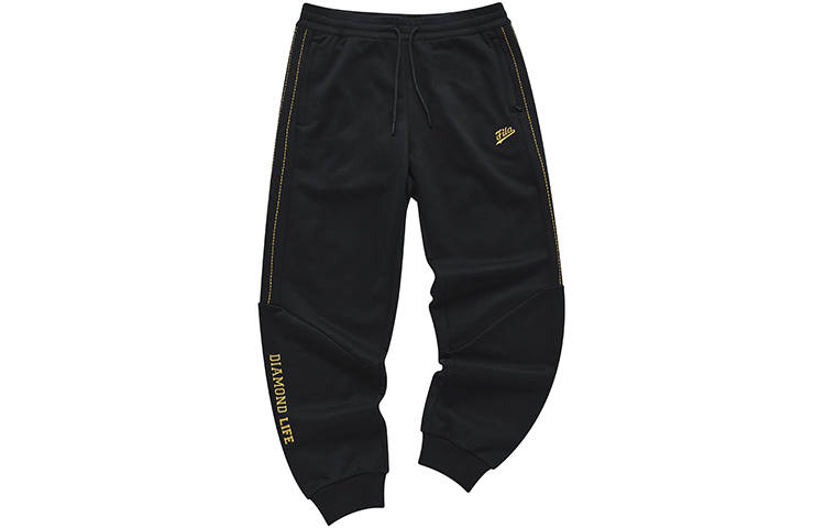 FILA FUSION Knitted Sweatpants Men's Pitch Black Moderate Cuffed Pants