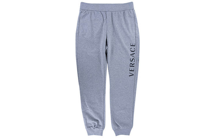 VERSACE VERSACE Knitted Sweatpants Men's Light Gray Moderate Cuffed Pants