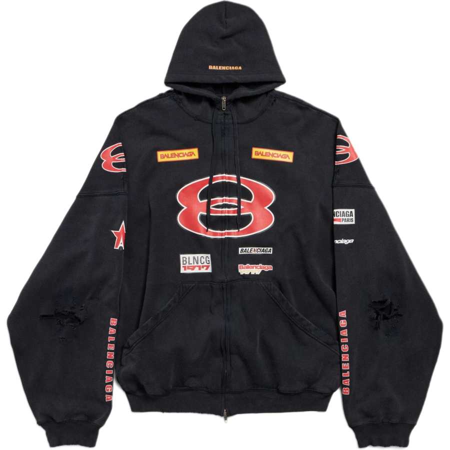 Balenciaga Sponsor Logos Large Zip Up Hoodie