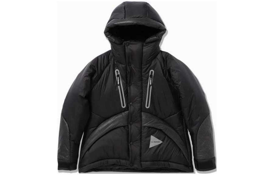 And Wander And Wander Logo Printed Panelled Puffer Jacket