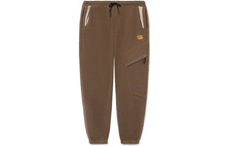 Li-Ning Li Ning CF Embroidery Logo Fleece Lined Loose Fit Knitted Sweatpants Unisex Brown