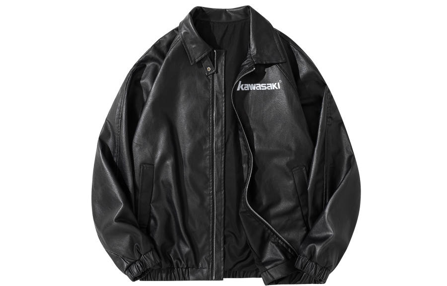 Kawasaki Leather Jackets Men's Stand Collar Moderate