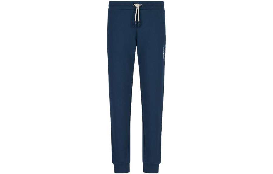 EMPORIO ARMANI Knitted Sweatpants Men's Blue Moderate Cuffed Pants