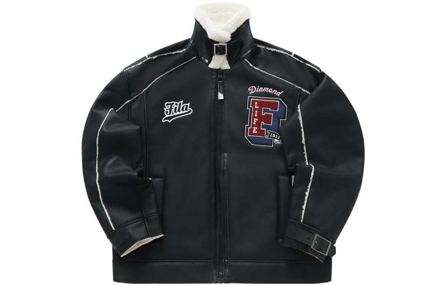 FILA FUSION Leather Jacket Men's Jet Black