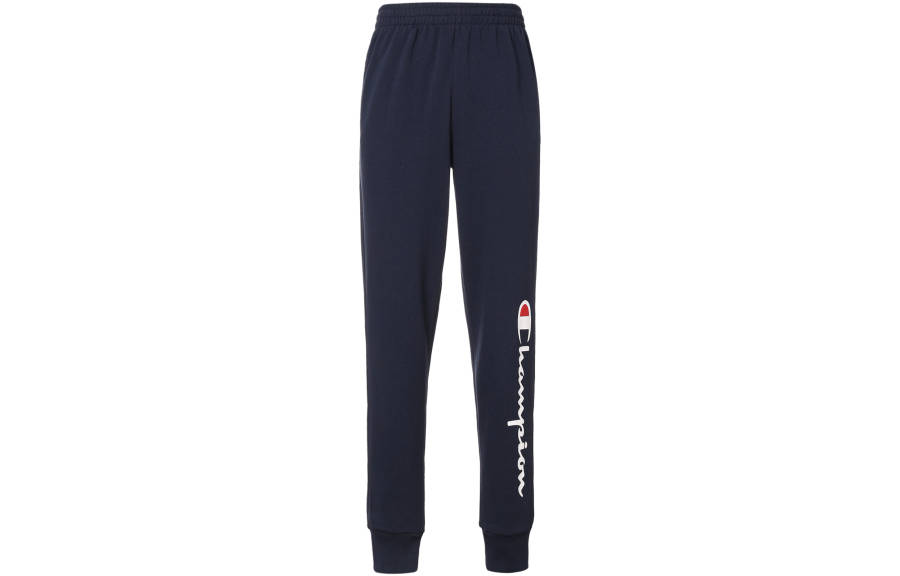 Champion Script Logo Elastic Cuff With Fleece Knitted Sweatpants Unisex Navy Blue