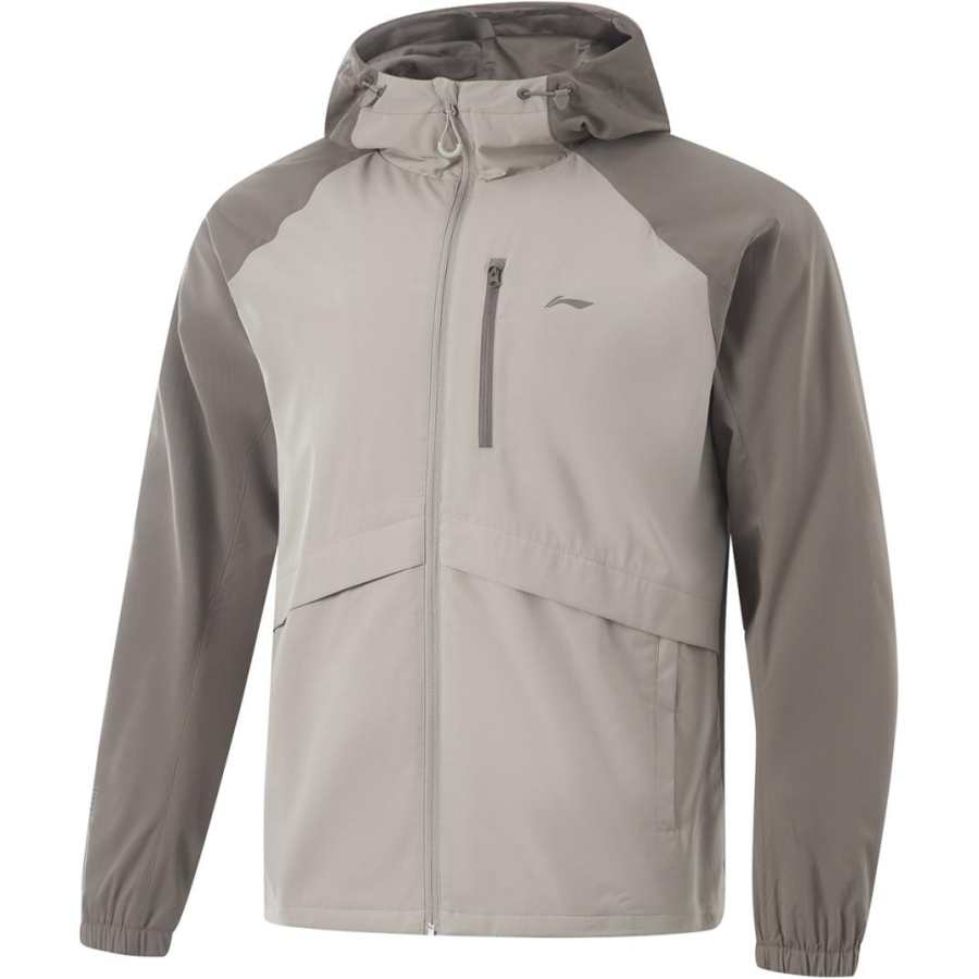 Li-Ning Li Ning Lotus Leaf Water Repellent Fleece Lined Thermal Comfortable Casual Letter Print Loose Fit Hooded Zippers