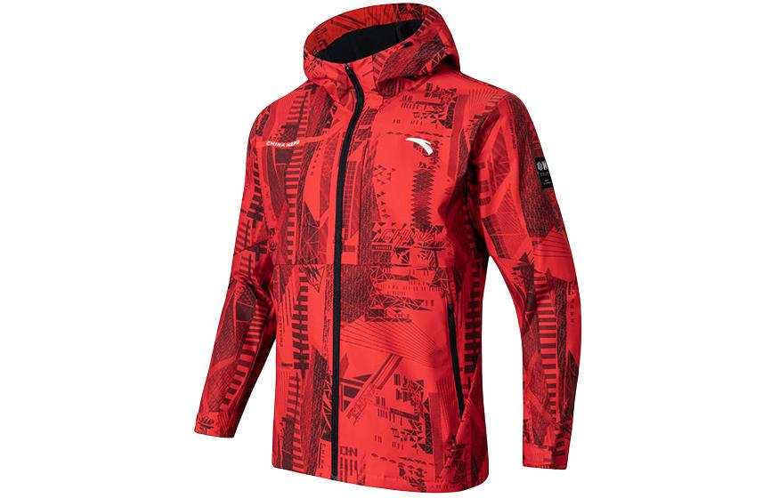 Anta Variety Training Collection Trench Coat Men's Classic Red/All Over Print