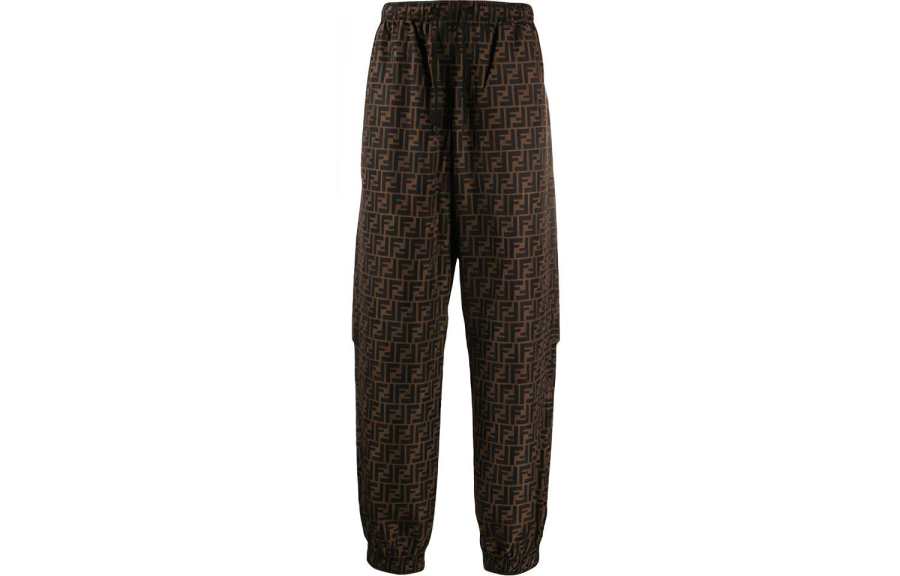 FENDI Casual Pants Men's Brown Moderate Straight Fit Pants