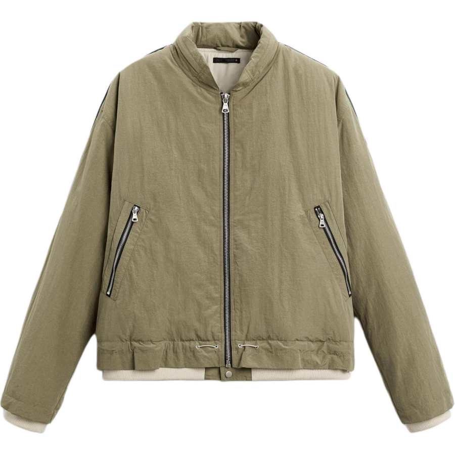 ZARA New Year Jackets Men's Green Stand Collar Moderate Pilot