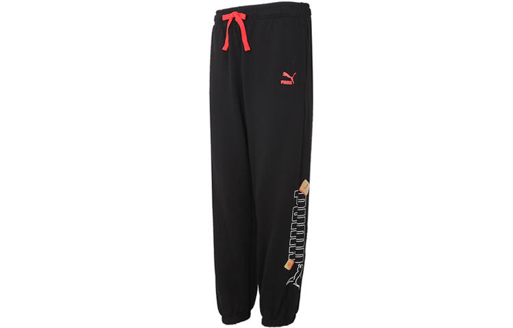 PUMA Knitted Sweatpants Men's Black Moderate Cuffed Pants
