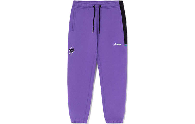 Li-Ning Li Ning Professional Basketball Collection Color Block Fleece Lined Thermal Sweatpants Men's Ultraviolet