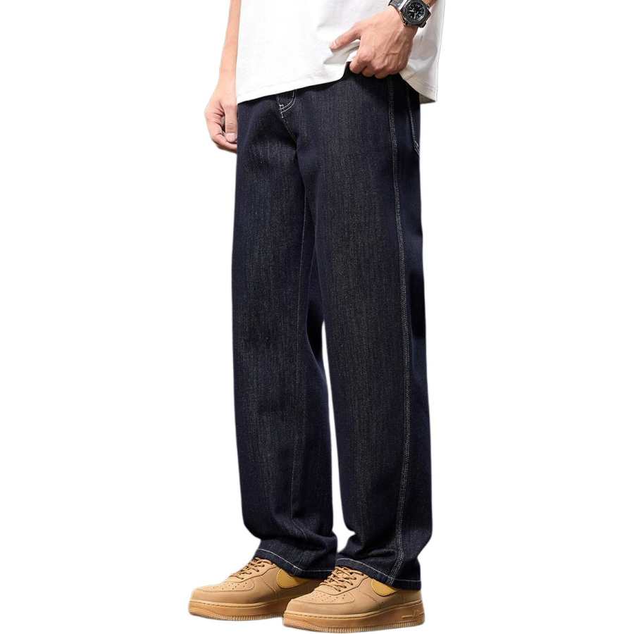 Tonlion Jeans Unisex Dark Blue Moderate Straight Fit Pants