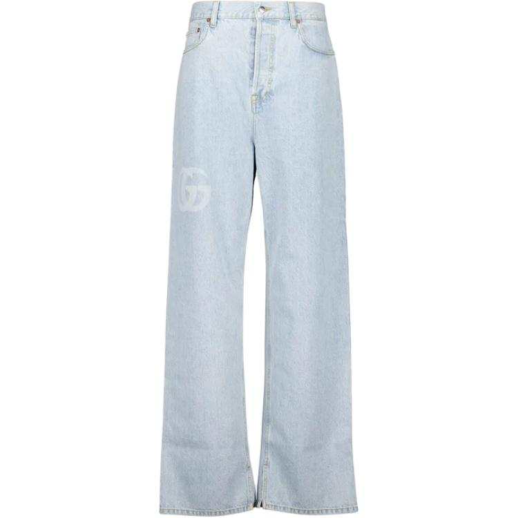 GUCCI Gg Logo Printed Baggy Jeans