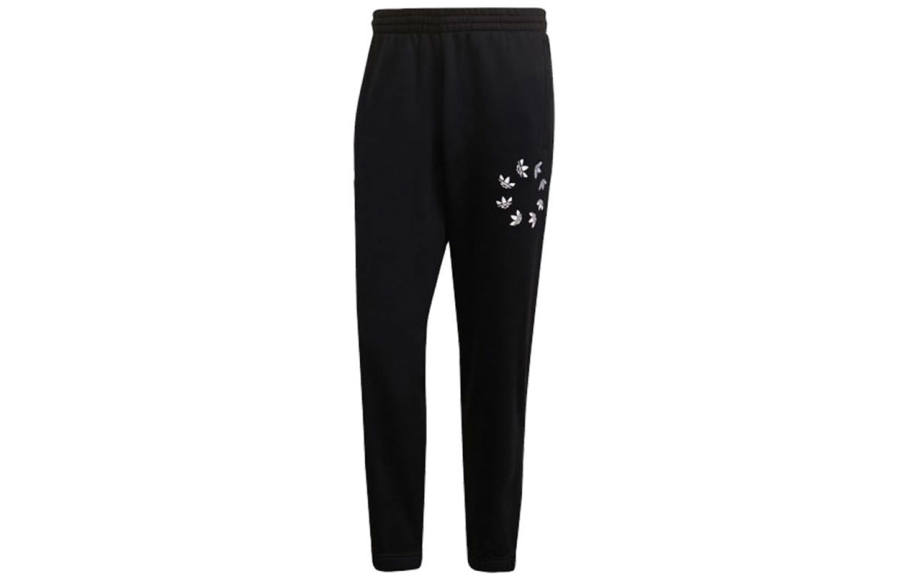 Adidas Originals Knitted Sweatpants Men's Black Moderate Cuffed Pants