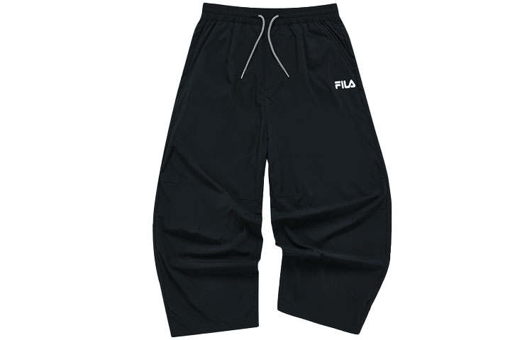 FILA FUSION Knitted Sweatpants Men's Black Moderate Straight Fit Pants