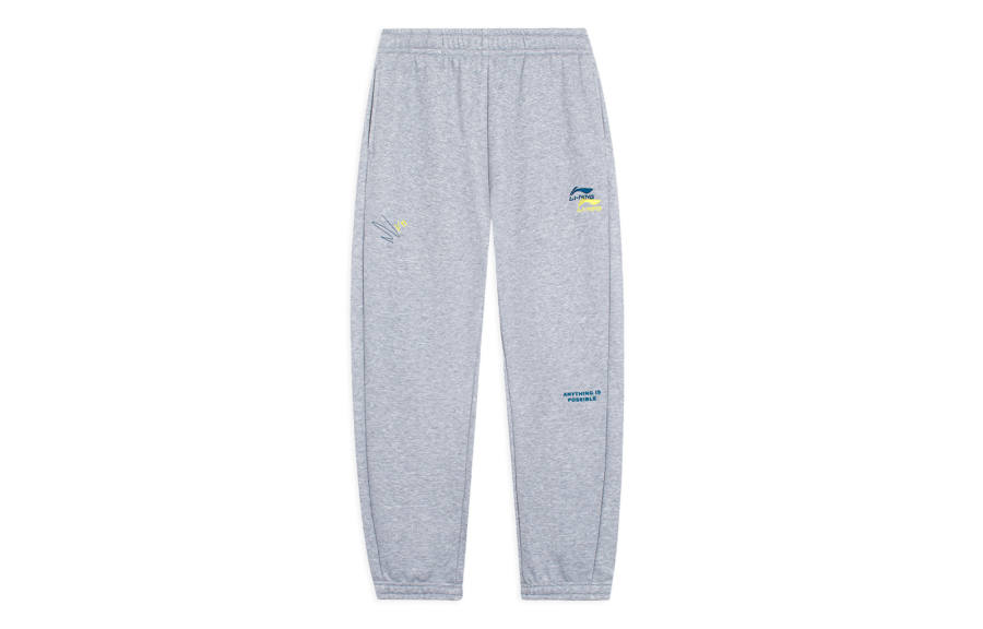 Li-Ning Li Ning Sports Fashion Collection Solid Color Elastic Waistband Fleece Lined Thermal Knitted Sweatpants Men's