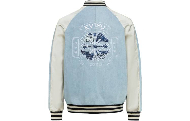 EVISU EVISU Jackets Men's Denim Blue Baseball Collar Moderate Other