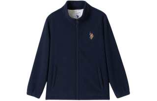 U.S. POLO ASSN. Solid Color Stand Collar Thickened And Fleece Lined Loose Fit Jackets & Coats Men's