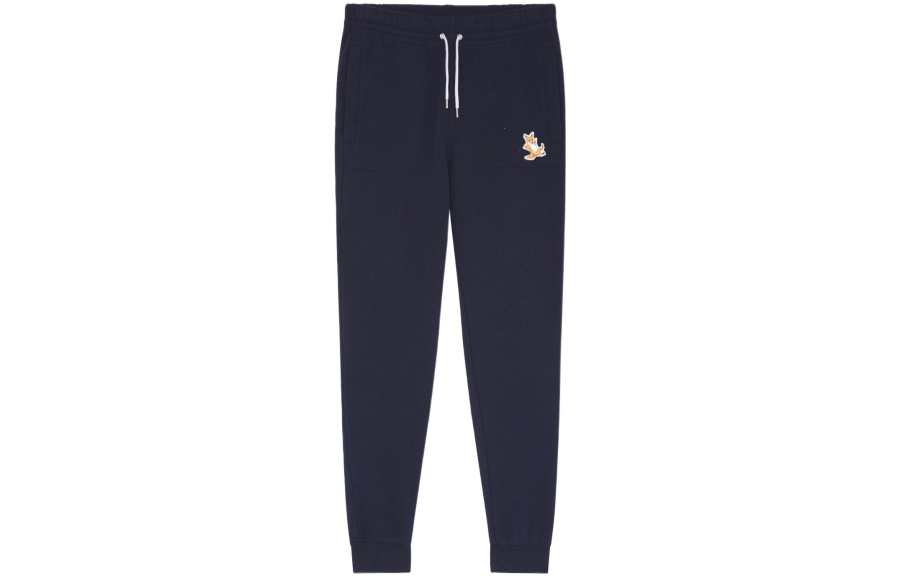 Maison Kitsune Knitted Sweatpants Men's Navy Blue Moderate Cuffed Pants