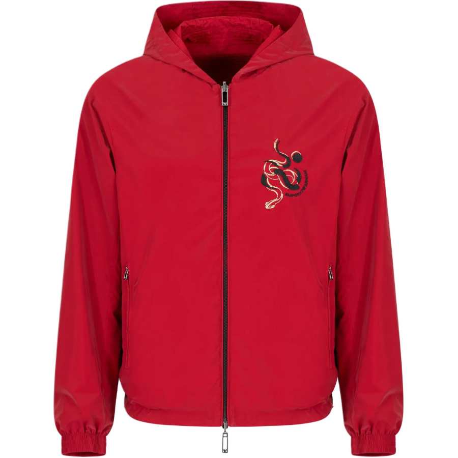 EMPORIO ARMANI Reversible Hooded Blouson In Shiny Nylon With Embroidery
