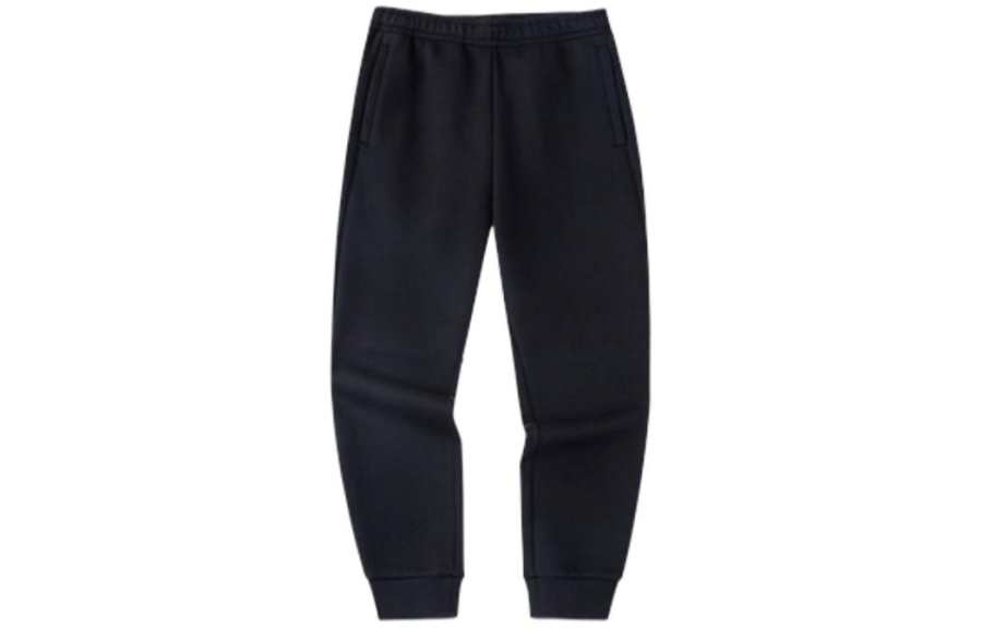 ANTA Variety Training Collection Knitted Sweatpants Men's Black Thickened Cuffed Pants