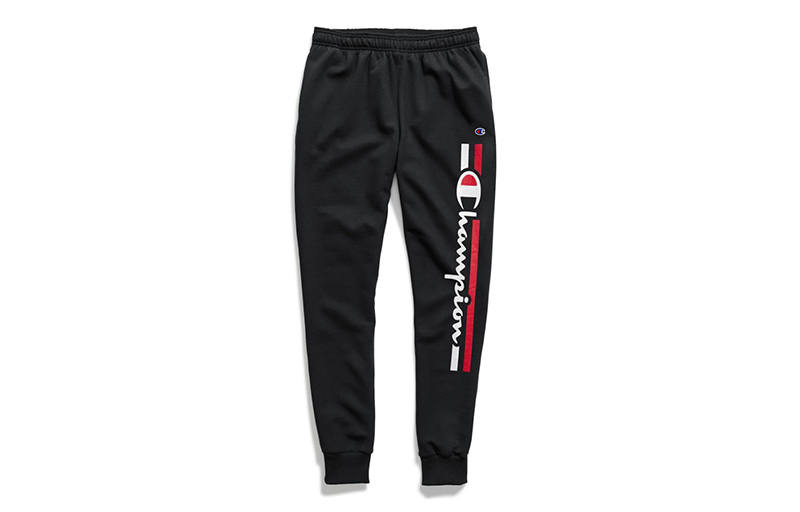 Champion Side Logo Printed Bouquet Foot Sweatpants Fleece Lined Sweatpants US Version Unisex Black