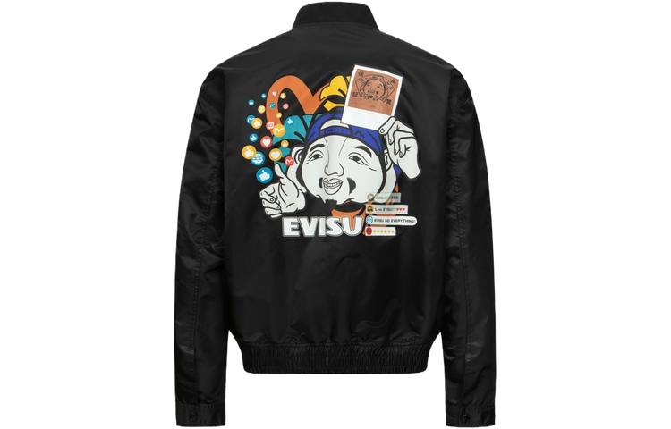 EVISU EVISU Jackets Men's Black Baseball Collar Moderate Other
