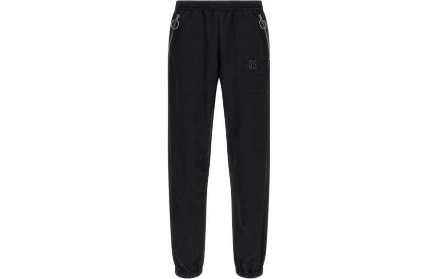 MOSCHINO Knitted Sweatpants Men's Black Moderate Cuffed Pants